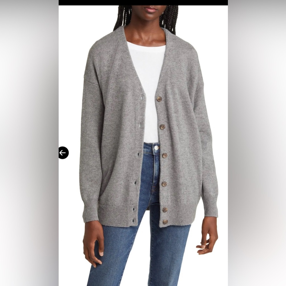 Madewell V-Neck Merino Wool blend  Relaxed Cardigan Heather Pewter, size M - Picture 11 of 11